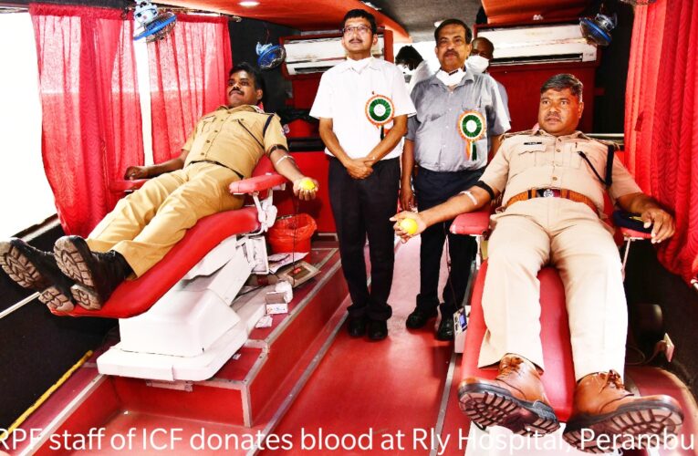ICF – RPF staff donates blood on the occasion of 36th RPF Raising Day