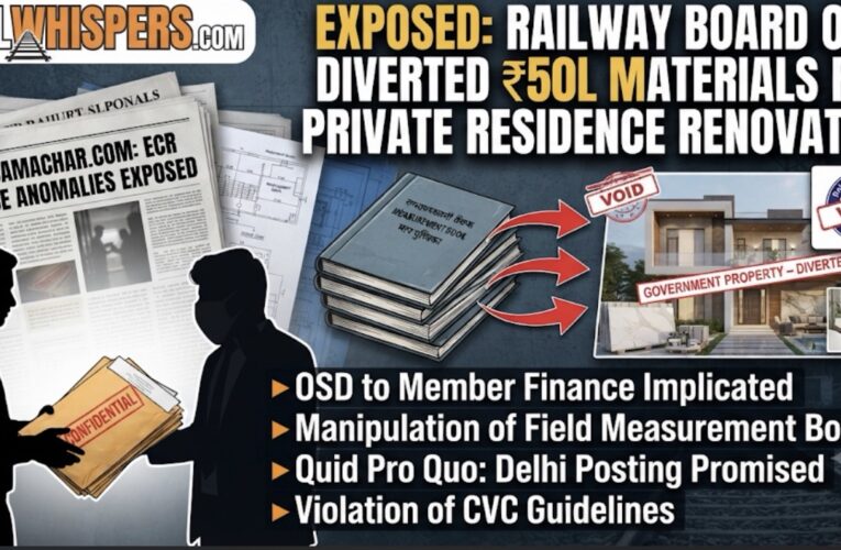 Exposed: Railway Board OSD Diverted ₹50L Materials for Private Residence Renovation