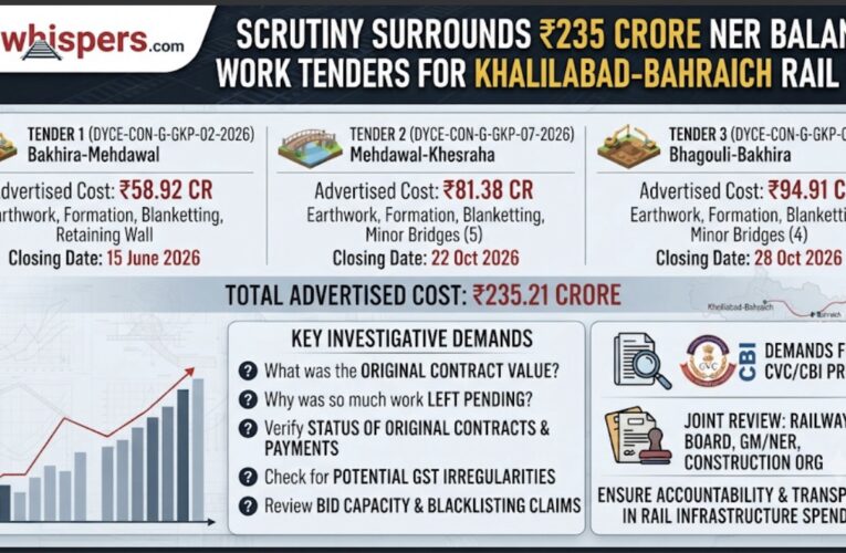 Scrutiny Surrounds ₹235 Crore NER Balance Work Tenders for New Khalilabad-Bahraich Rail Line